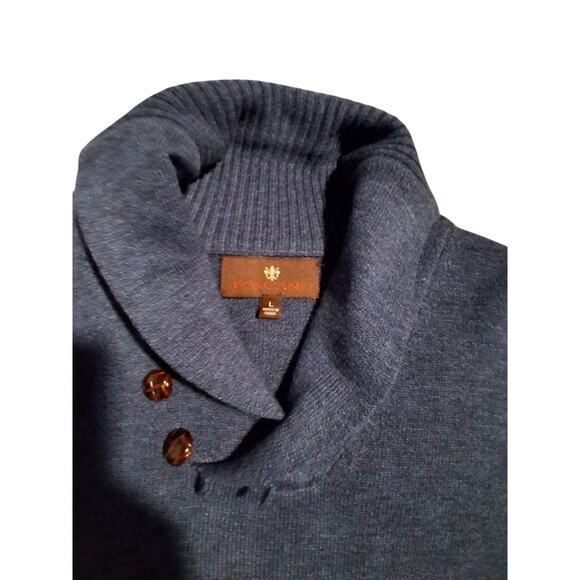 Toscano Merino Wool Button Collar Sweater Mens Size L Preppy Career Grandpa - Picture 3 of 9